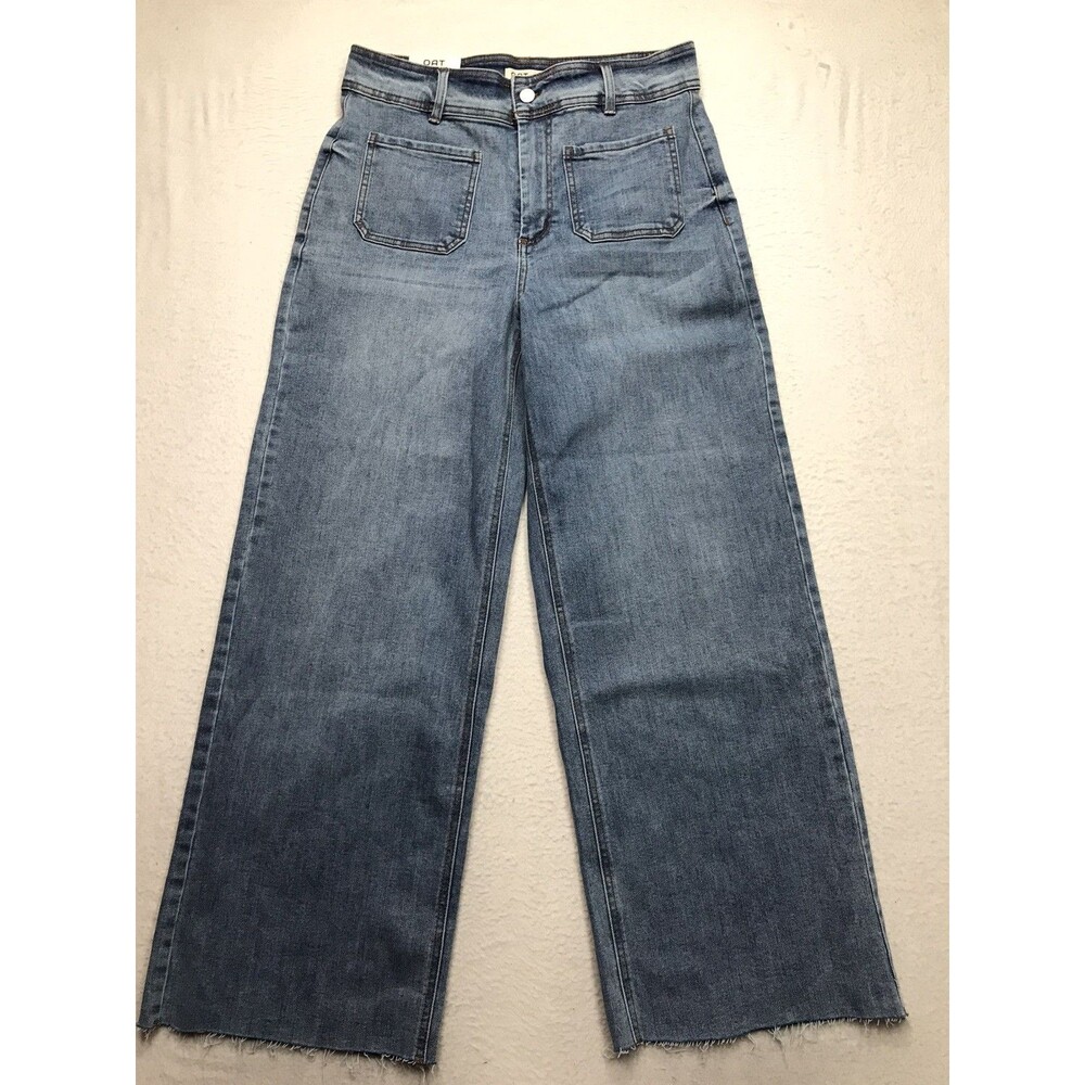 NWT OAT Jeans Women 10/30 (32x30 fit) Light Wash Patch Pocket Wide Leg Baggy